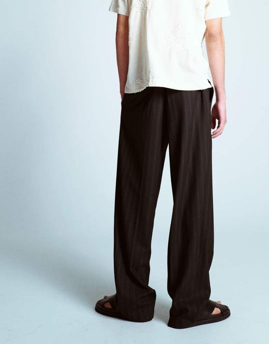 Topman randiga vida byxor i svart - Image 4