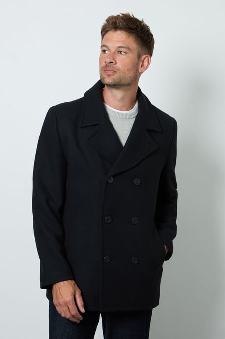 Black Wool Blend Peacoat - Image 1