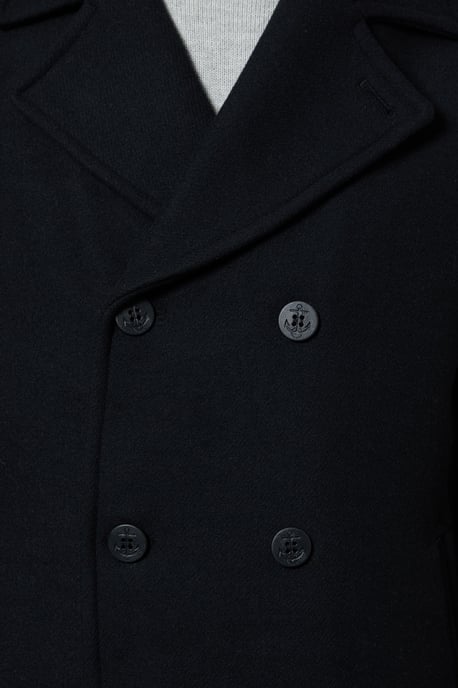 Black Wool Blend Peacoat - Image 2