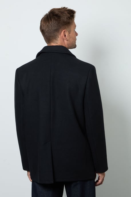 Black Wool Blend Peacoat - Image 3
