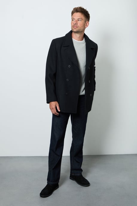 Black Wool Blend Peacoat - Image 4
