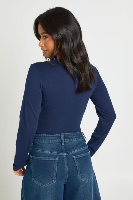 Petite Basic Long Sleeve Crew Neck Bodysuit - Image 2