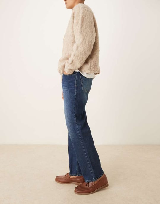 ASOS DESIGN raka jeans i vintage mörkblå tvätt - Image 3
