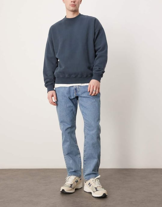 Abercrombie & Fitch raka jeans i blå tvätt - Image 1