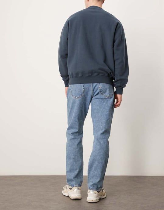 Abercrombie & Fitch raka jeans i blå tvätt - Image 2