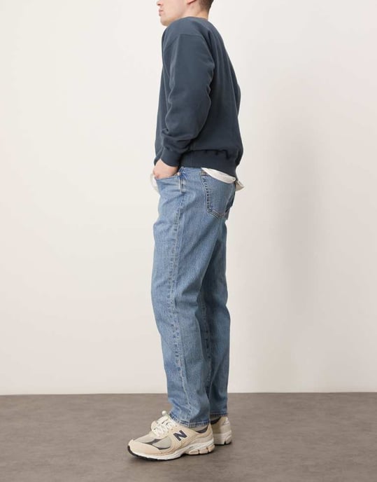 Abercrombie & Fitch raka jeans i blå tvätt - Image 3