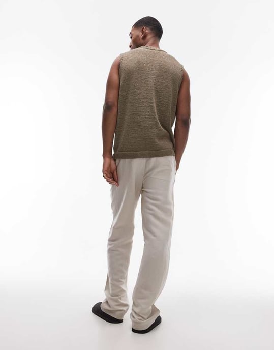 Topman vida linnebyxor i stens färg - Image 4