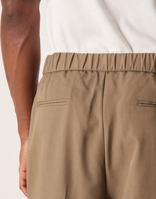 ASOS DESIGN smart co-ord vida byxor i khaki med persikokänsla och elastisk midja - Image 3
