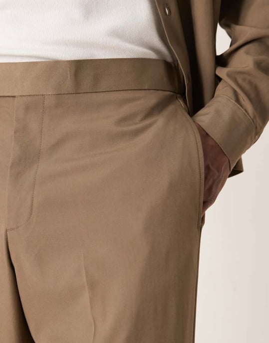 ASOS DESIGN smart co-ord vida byxor i khaki med persikokänsla och elastisk midja - Image 4
