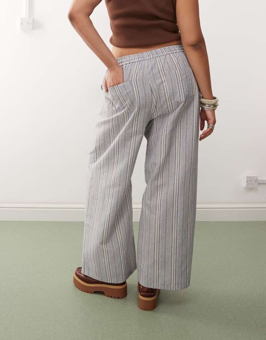 COLLUSION Plus stripe woven trouser with cargo pockets in multi - MULTI - Image 2