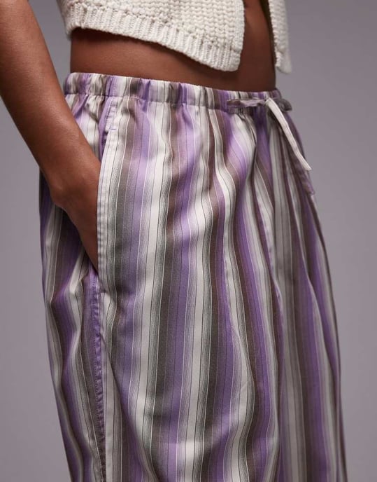 Topshop poplinrandig rak benbyxa i lila - Image 2