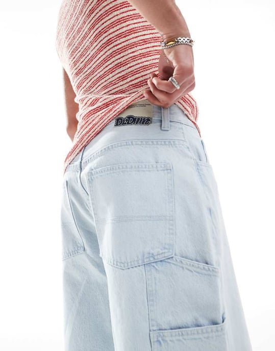 Dr Denim Vali Worker baggy fit denimshorts i superlätt retrotvätt - Image 4