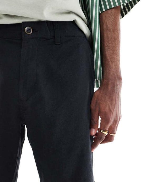 JJ Rebel linneshorts i svart - Image 4