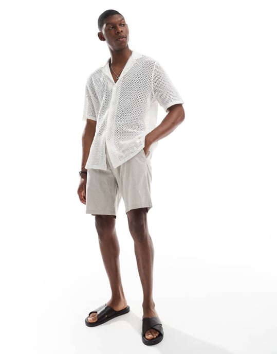 JJ Rebel linneshorts i beige - Image 1