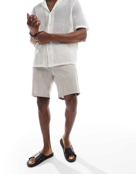 JJ Rebel linneshorts i beige - Image 2