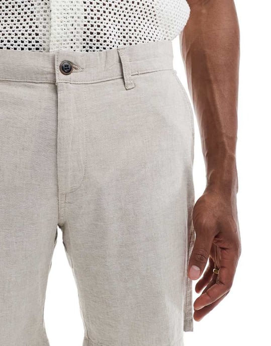 JJ Rebel linneshorts i beige - Image 3