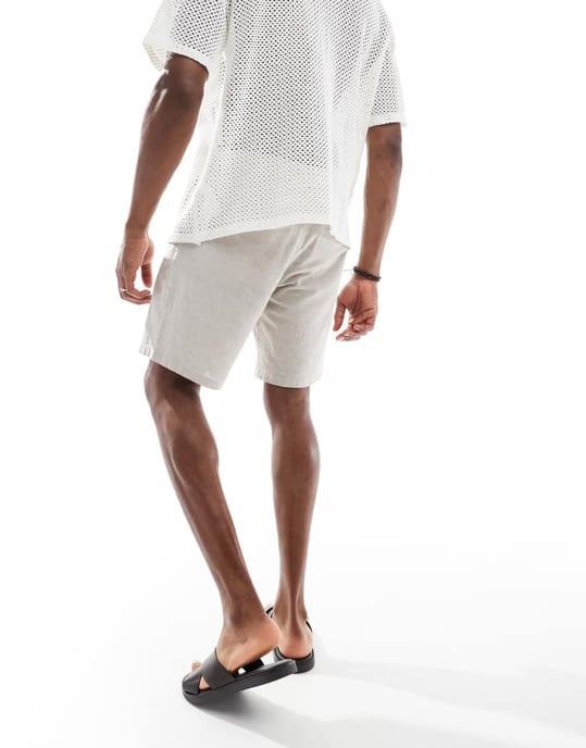 JJ Rebel linneshorts i beige - Image 4
