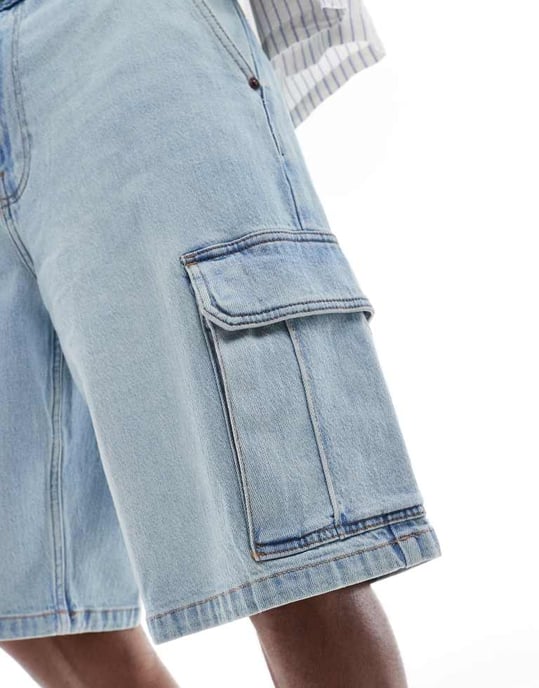 Hollister baggy cargo jort i ljusblå - Image 2