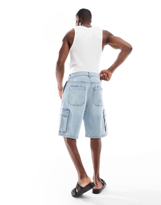 Hollister baggy cargo jort i ljusblå - Image 3