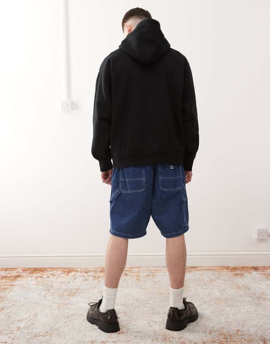 Obey lätt denim snickarshorts i stone wash indigo - Image 4