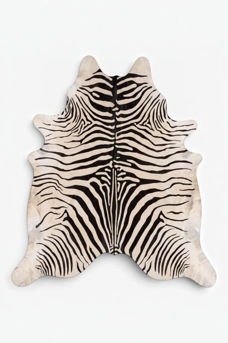 Natural Cow Real Leather Black White Zebra Print Cowhide Hairon Rug - Zebra - Image 2