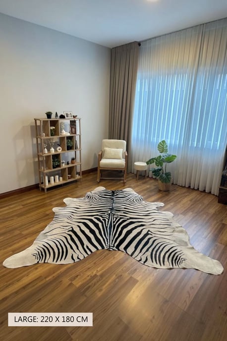 Natural Cow Real Leather Black White Zebra Print Cowhide Hairon Rug - Zebra - Image 6
