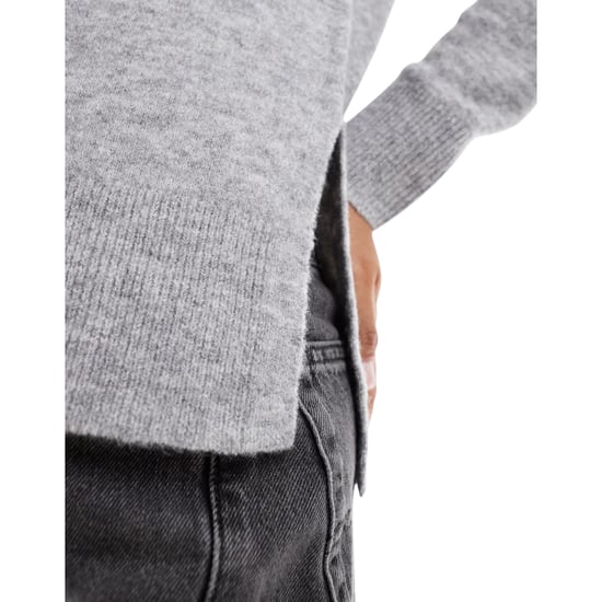 New Look Womens Side Slit Jumper Long Sleeve Sweatshirts Crew Neck Knitted Top - Image 4