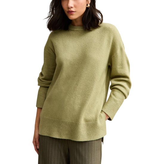 New Look Womens Side Slit Jumper Long Sleeve Sweatshirts Crew Neck Knitted Top - Image 1