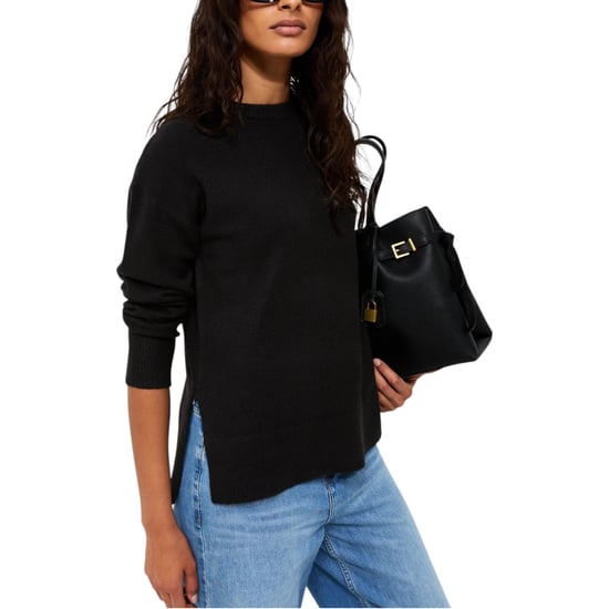New Look Womens Side Slit Jumper Long Sleeve Sweatshirts Crew Neck Knitted Top - Image 1