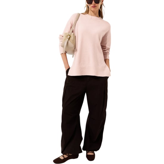New Look Womens Side Slit Jumper Long Sleeve Sweatshirts Crew Neck Knitted Top - Image 1