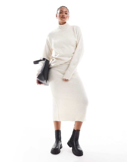 Vero Moda Tall oversized rullkragejumper set i mono melange - Image 2