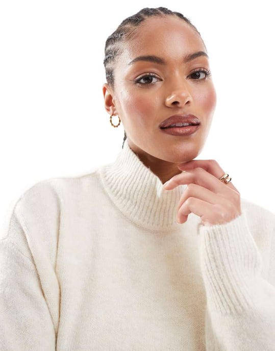Vero Moda Tall oversized rullkragejumper set i mono melange - Image 4