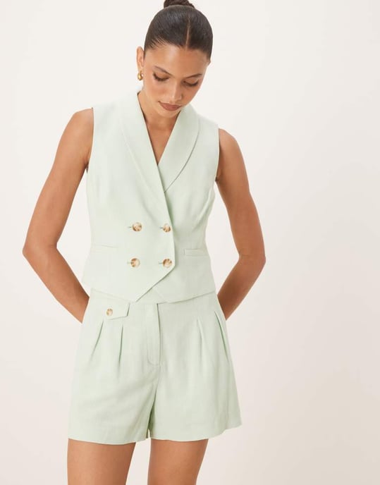 Nobody's Child tailored shorts co-ord in sage - Image 1