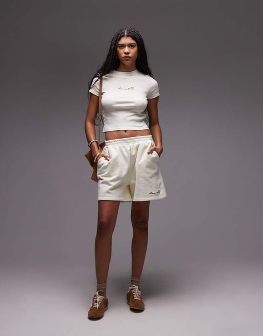 Topshop broderade limonata joggingshorts i ecru - Image 4