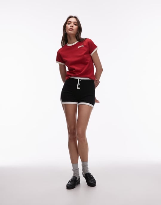 House of Sunny contrast hot pants in black and white - Image 1