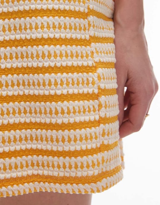 Topshop randiga strukturshorts set i orange - Image 4