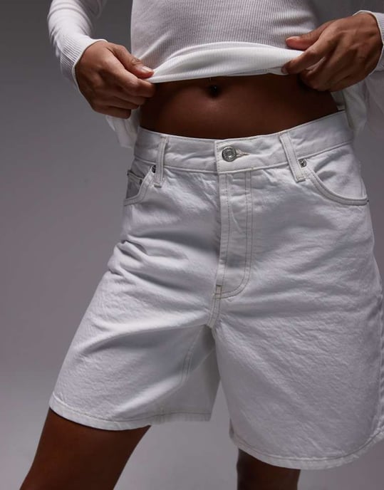 Topshop denim shorts i vitt - Image 4