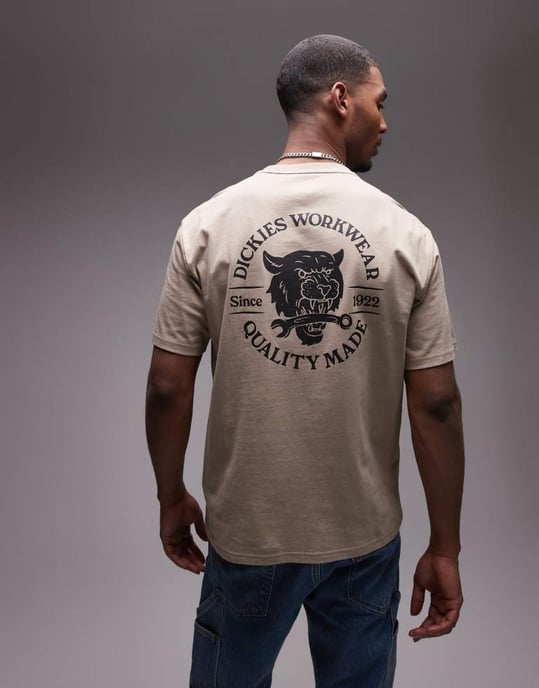 Dickies skiftnyckel tiger grafik ryggtryck t-shirt i beige - Image 4