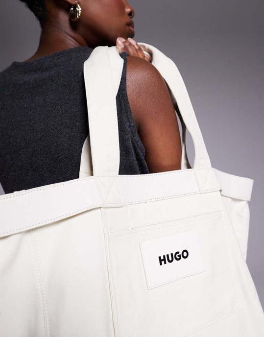 Hugo Red Becky canvas tote bag in white - Image 1