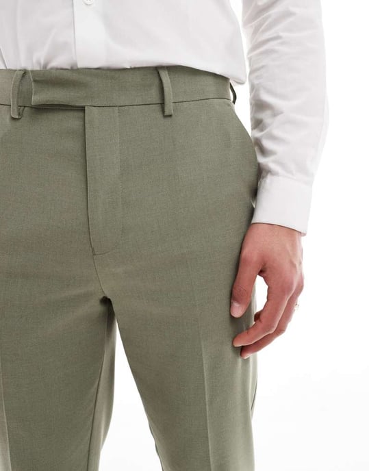 ASOS DESIGN tapered suit trousers in olive green - Image 2