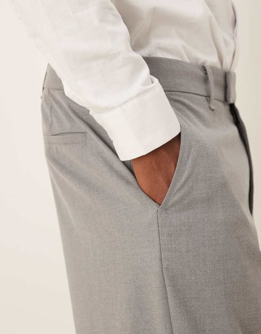 Abercrombie & Fitch klassisk kostymbyxa koord i grå - Image 3