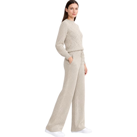 M&S Womens Kintted Loungewear Set Cable Knit Jumper Casual Wide Leg Trouser Set - Image 2
