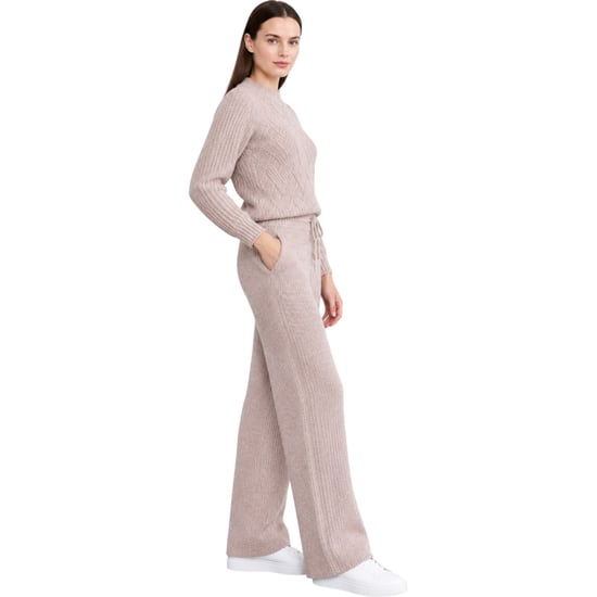 M&S Womens Kintted Loungewear Set Cable Knit Jumper Casual Wide Leg Trouser Set - Image 2