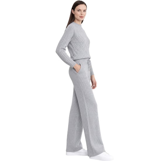 M&S Womens Kintted Loungewear Set Cable Knit Jumper Casual Wide Leg Trouser Set - Image 2