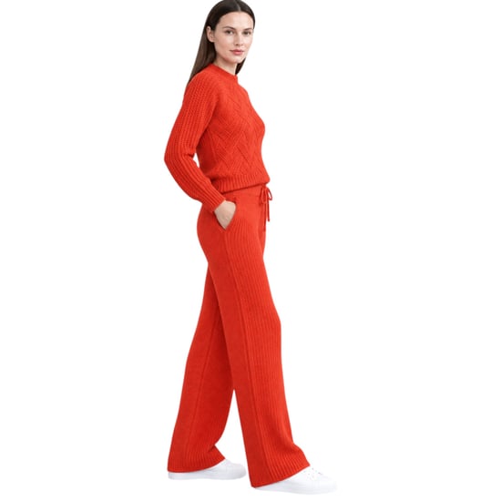 M&S Womens Kintted Loungewear Set Cable Knit Jumper Casual Wide Leg Trouser Set - Image 2