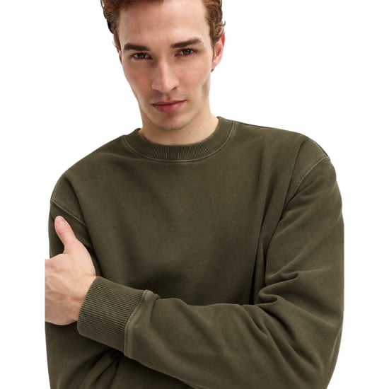 EX M&S Mens Sweatshirt Cotton Garment Dye Relax Fit Crew Neck Pullover Jumper - Image 4