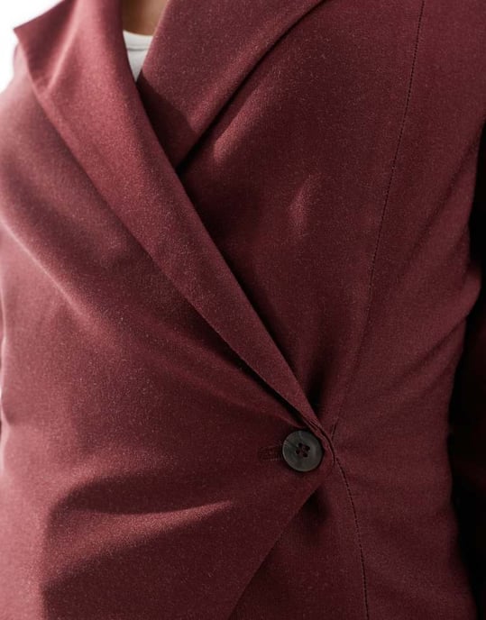 ASOS DESIGN wrap front blazer in burgundy - Image 3