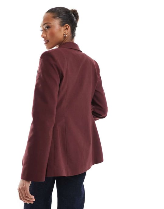 ASOS DESIGN wrap front blazer in burgundy - Image 4
