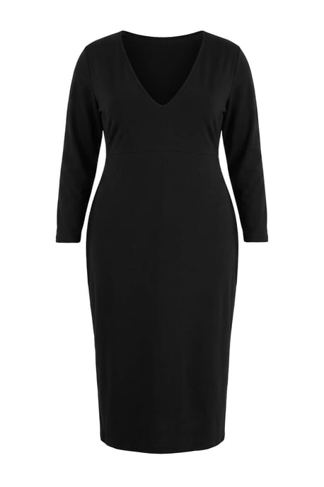 Trendyol Curve Dam Svart Enfärgad Midi Lång Bodycon Stora storlekar Klänning - Image 4