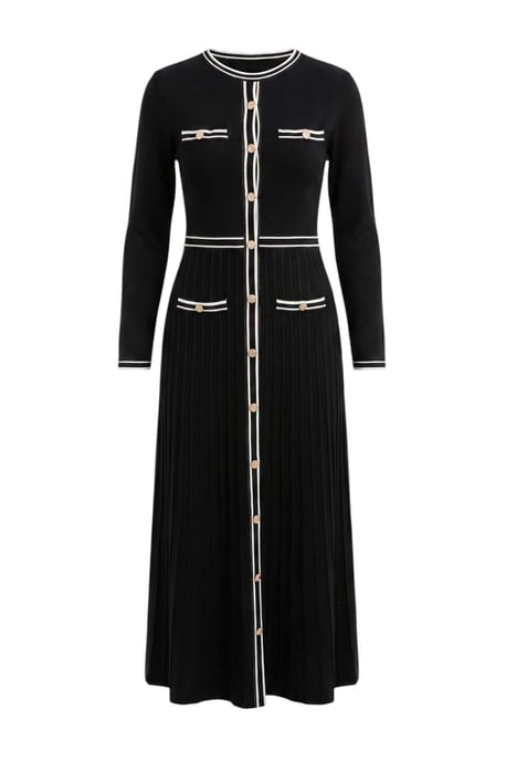 Trendyol Modest Dam Svart Colorblock Midi Lång A-linje Modest Klänningar - Image 4